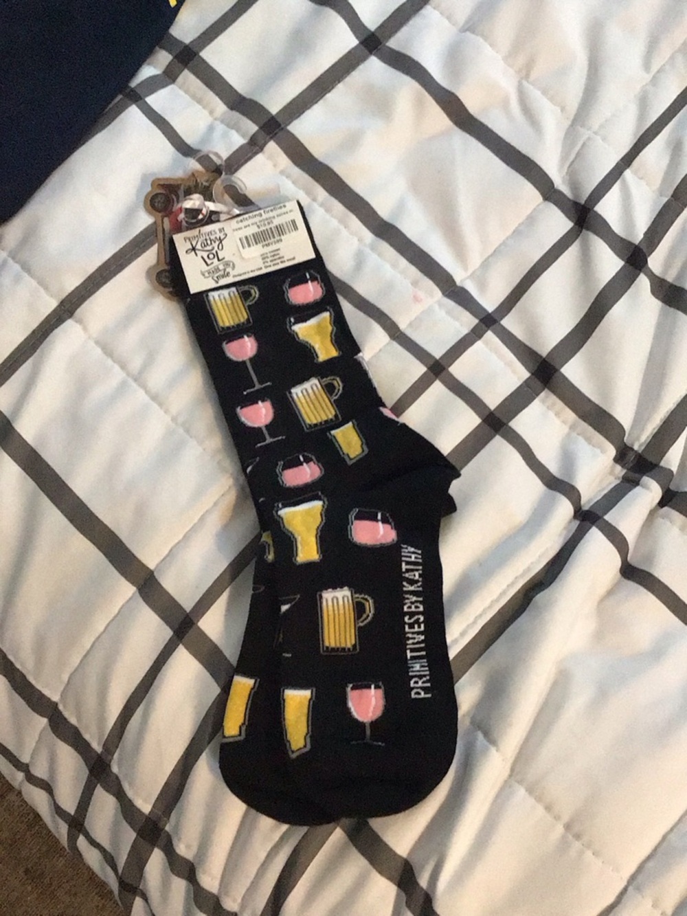 Primitives by Kathy Black Socks with Beer & Cocktail Icons
